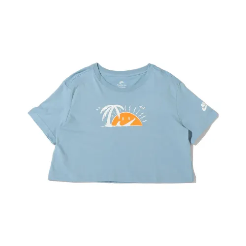 NIKE Синий Женские Короткие Топы