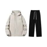 Thickened и Fleece-Lined Set (Абрикосовый топ + Черные штаны с флисовой подкладкой)