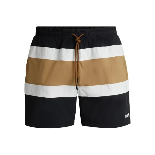 Hugo Boss Полностью Подкладанные Плавательные Шорты с Цветовым Блокированием Шорты Мужские Черные
