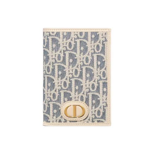 DIOR 30 Montaigne Хлопок с коровья кожа Держатель для паспорта Женский Синий
