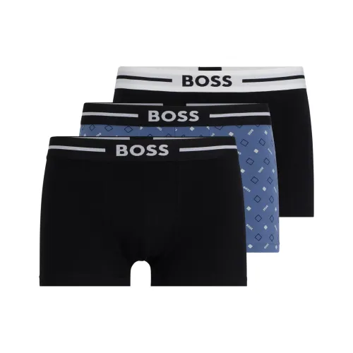 Hugo Boss THREE Пачка OF Эластичный хлопок Транкс с логотипом на поясе Боксеры Мужской 3 шт