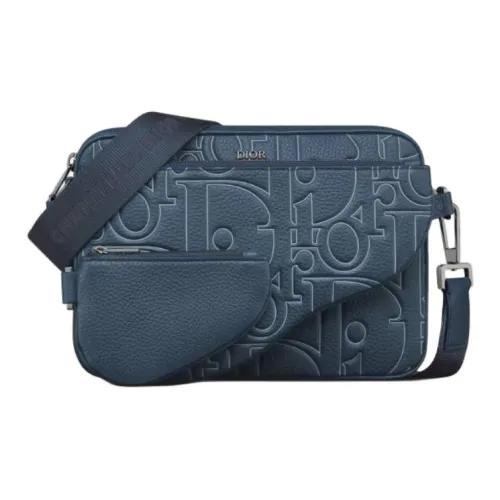 DIOR Седло Телячья кожа Седло Сумка Сумки через плечо Сумка для плеча Мужская Морской синий