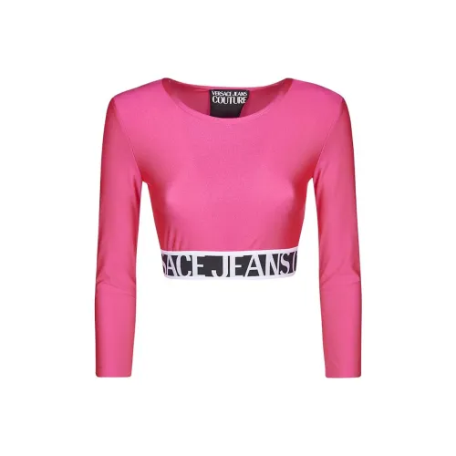 VERSACE JEANS COUTURE SS22 Длинный рукав Т-рубашка Женская Красная