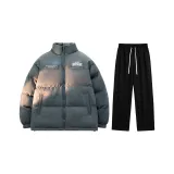 Thickened и Fleece-Lined Set (Темно-серый топ + Черные штаны с флисовой подкладкой)