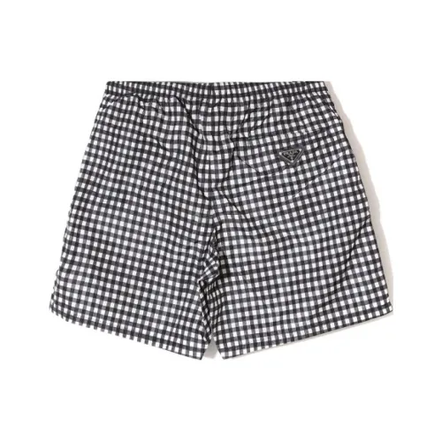 PRADA Черные/Белые Мужские Повседневные Шорты