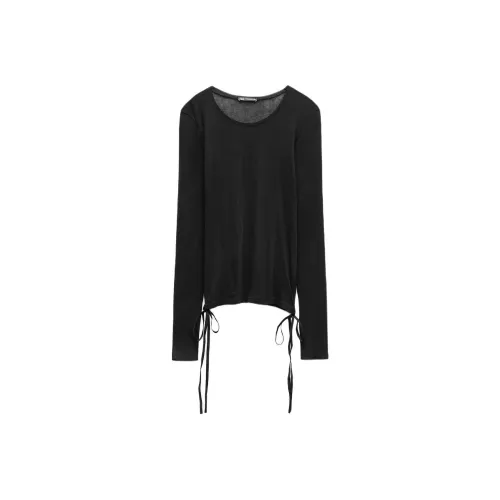 ZARA Стандартная T-рубашка Женская Черная