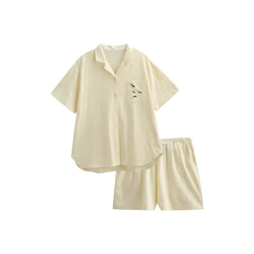 Same Language Пижамный комплект Женские Лунно-желтый · Чернила Карп