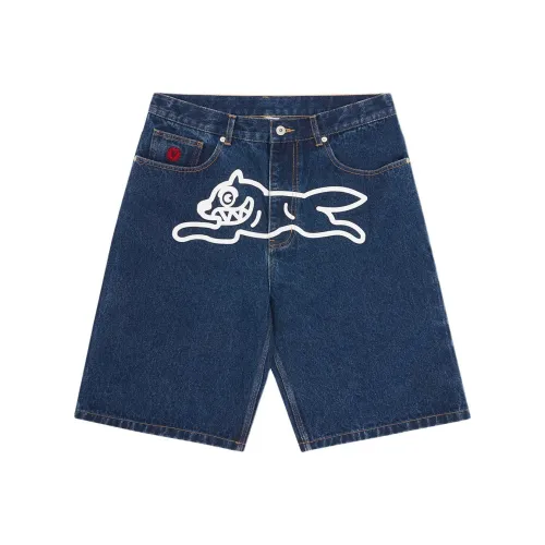 ICECREAM Spring Denim Collection SS25 Джинсовые шорты Унисекс Легкий Выстиранный Синий