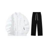 Повседневный костюм (белый топ + черные повседневные штаны)