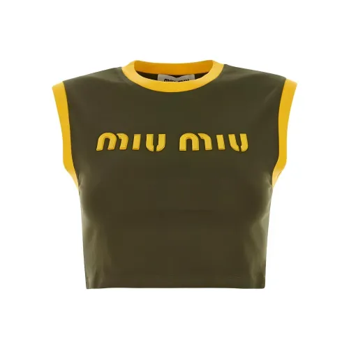 MIU MIU Майка Женская Оливково-Зеленая