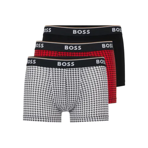 Hugo Boss THREE Пачка OF Эластичный хлопок Транкс с логотипом на поясе Боксеры Мужской 3 шт