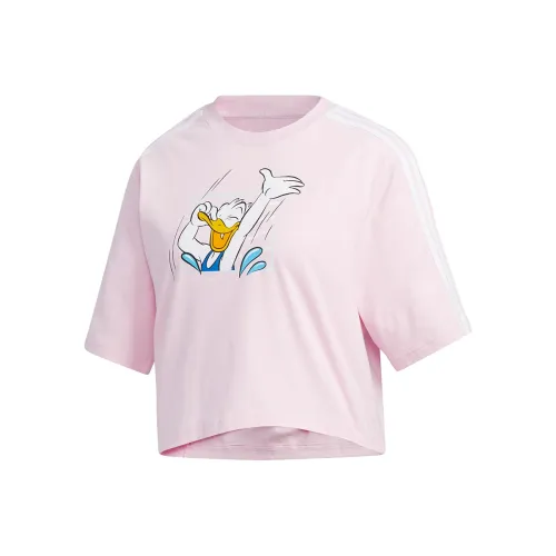 Adidas Neo X Disney Круглый вырез Свободный крой Короткий рукав Т-рубашка Женская Розовая