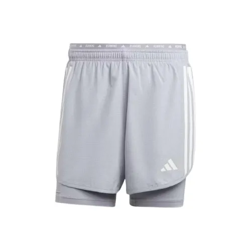 Adidas OWN THE RUN 3 Stripes 2-в-1 Шорты Повседневные Мужские Серые