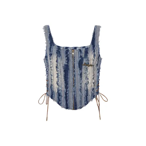 LA CRAWFISH Майка Женская Винтажный Деним Синий