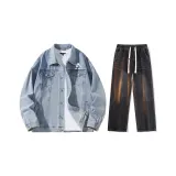 Set (Blue Denim Jacket + Black Jeans)  
Комплект (Синяя джинсовая куртка + черные джинсы)