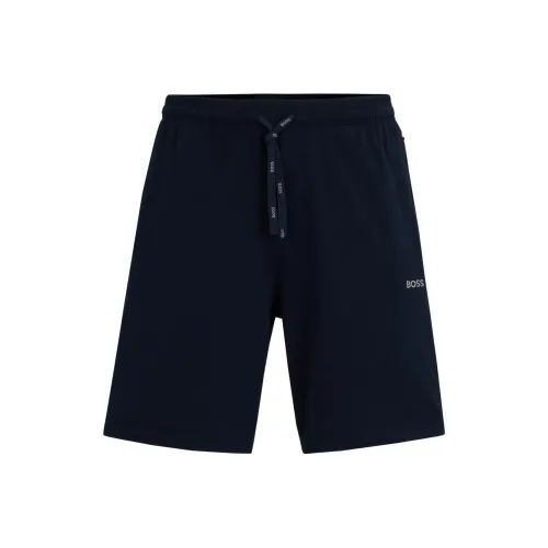 Hugo Boss Эластичный хлопок с логотипом детали повседневные шорты мужской синий
