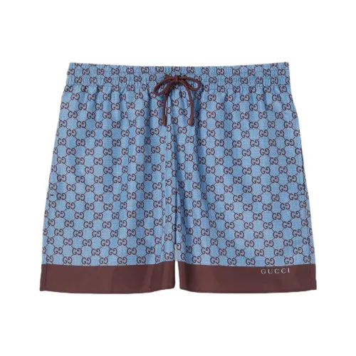 GUCCI Blue Men's Beach Shorts GUCCI Синие Мужские Пляжные Шорты