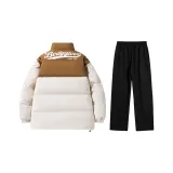 Thickened Set (Кофейный/Белый Топ + Черные Штаны с Флисовой Подкладкой)