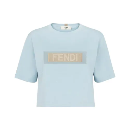FENDI Стандартная T-рубашка Женская Светло-синяя