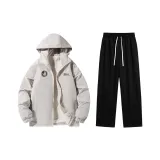 Thickened и Fleece-Lined Set (Абрикосовый топ + Черные штаны с флисовой подкладкой)