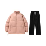 Thickened Set (Розовый топ + Черные штаны с флисовой подкладкой)