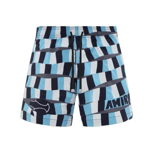 AMIRI Клетчатый Знак Змеи Плавание Транкс Повседневные шорты Мужской Air Blue