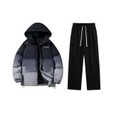 Hooded Set (Black Gray Top + Black Pants)  
С капюшоном комплект (Черный Серый топ + Черные штаны)