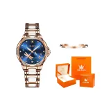 Керамика Ремешок с Розовым Корпусом Синий Циферблат Женский [Оранжевое Сердце Апельсин Коробка]