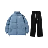 Thickened Set (Синий топ + Черные штаны с флисовой подкладкой)