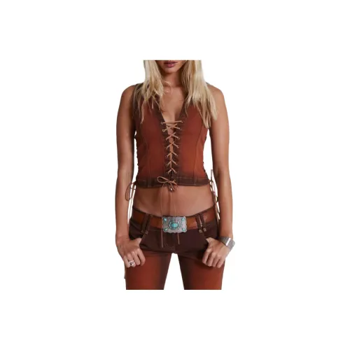 Jaded London Decade Collection Майка Женская Оранжевая Коричневая