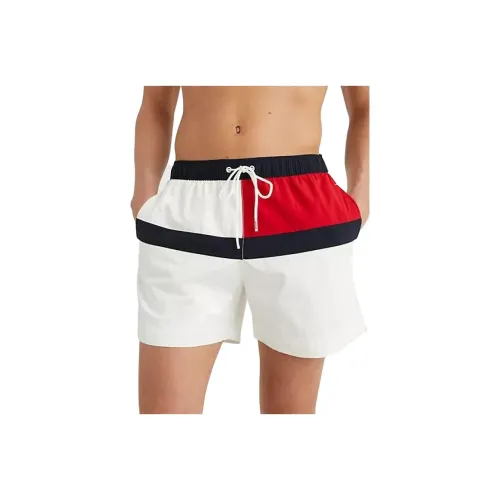 Tommy Hilfiger Colorblock Flag 7' Swim Trunk Bottoms White Casual Shorts Men's Multicolor