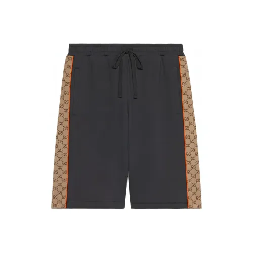 GUCCI Хлопок Джерси Шорты с GG Вставками Повседневные шорты Мужские Темно-серый