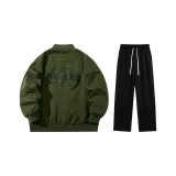 Повседневный комплект (зеленый топ + черные повседневные штаны)