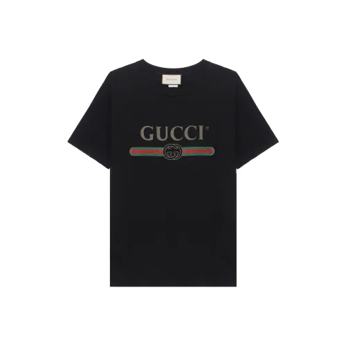 GUCCI Т-рубашка с оборванным плечевым рукавом женская черная