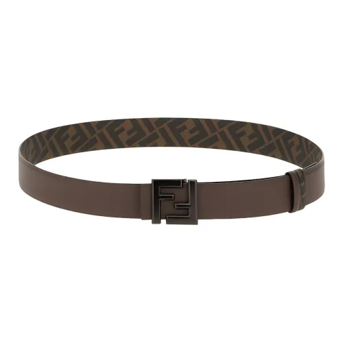 FENDI Телячья кожа хлопок кожа ремни мужской коричневый ширина 3,5 см