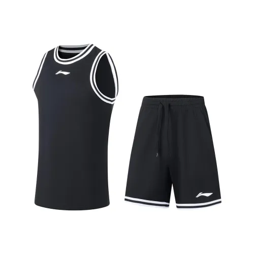 LINING Спорт Коллекция Баскетбол Баскетбольная Форма Мужская Черная и Белая Вязаная Ткань Лента