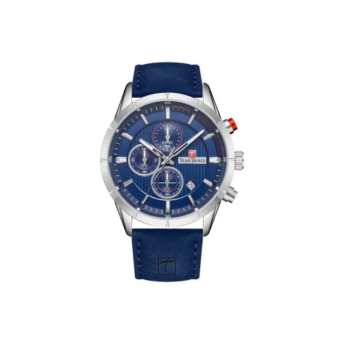 TEAR Trace Кварцевый механизм Кожаный ремешок Часы Мужские Часы Синий циферблат