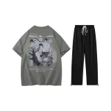 Комплект одежды (Тауповый топ + Черные штаны)