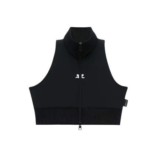 COURREGES SS24 INTERLOCK Трексовый костюм Укороченный жилет Майка Женская Черная