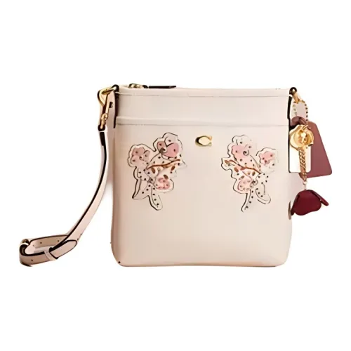 COACH Kitt Крестообразная текстура Кожа Сумка через плечо Маленькая Женская Белая