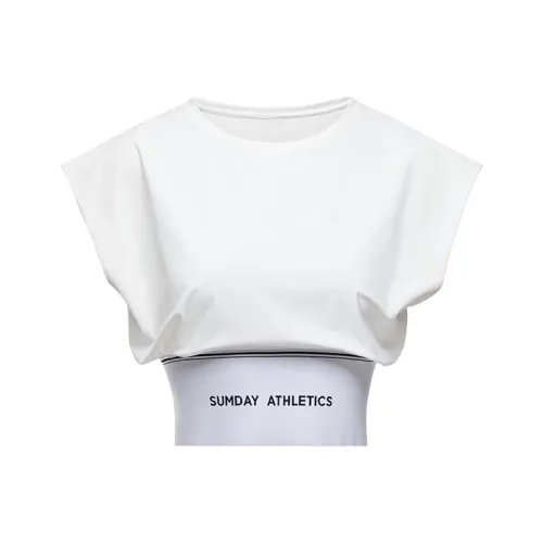 Sumday Athletics Круглый вырез Облегающий Без рукавов T-рубашка Женская Чисто белый