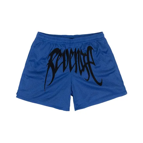 Revenge Синий Сетка Вышитые Шорты Повседневные Шорты Унисекс Синий