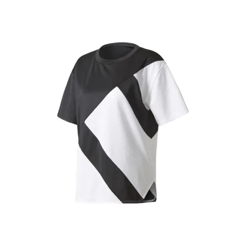 Adidas Originals Т-рубашка с оборванным плечом женская черно-белая