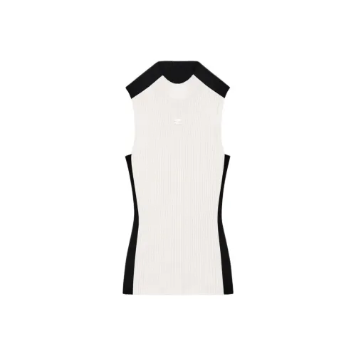 COURREGES SS24 Майка Женская BLANC Noir Черный Белый