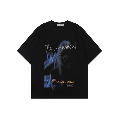 HAZL Рукав с оборванным плечом Короткий рукав Т-рубашка Унисекс