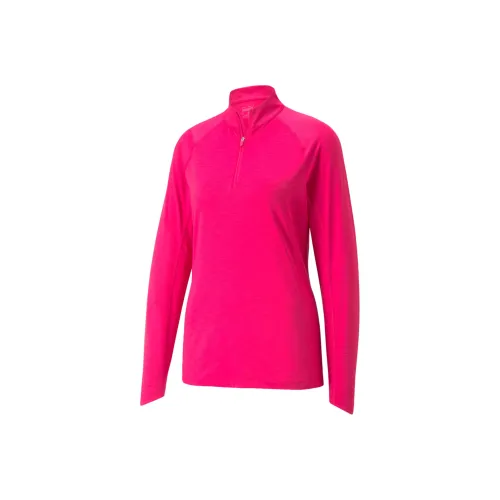 PUMA YouV Quarter Zip GOLF Пуловер Женские T Рубашка Женские Розово-красный