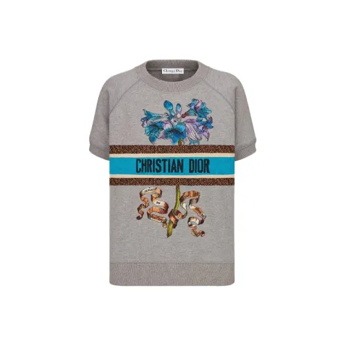 DIOR Quarterly New Products Реглан-рукав Т-рубашка Женская Серого цвета