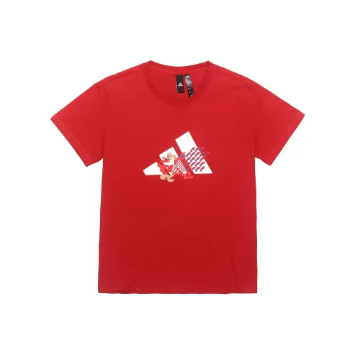 adidas CNY Collection Комплект с короткими рукавами T-рубашка Женский Светло-красный