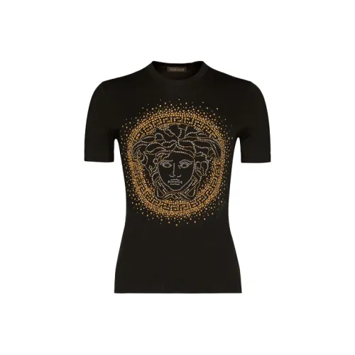 VERSACE SS21 Стандартная T-рубашка Женская Черная