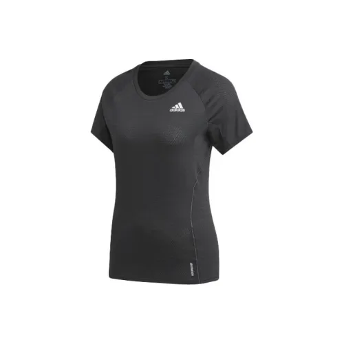 Adidas Комплект с короткими рукавами Беговая футболка Женская Черная